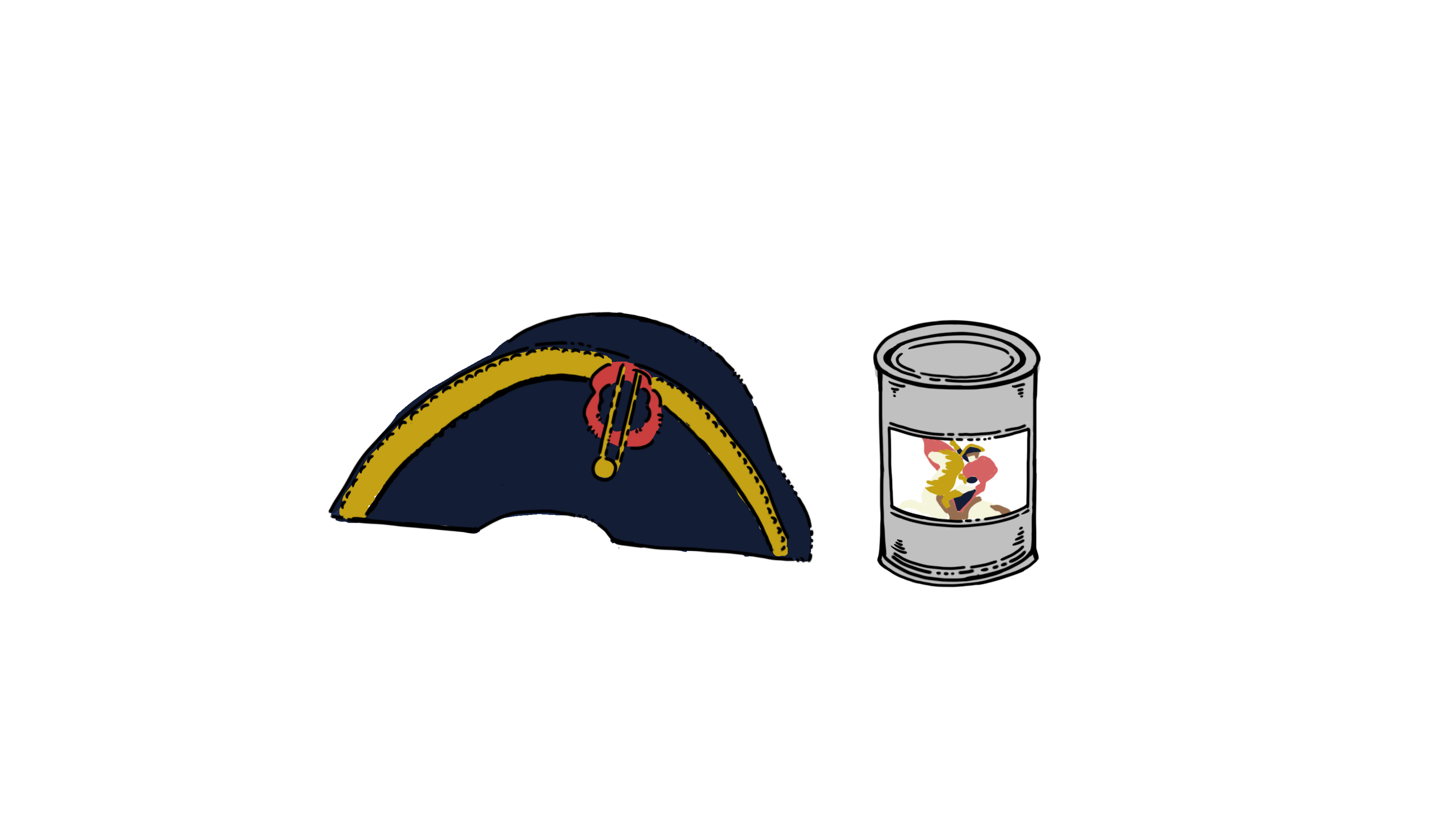 イラスト：ナポレオンの帽子と缶詰